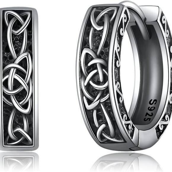 Sterling Silver Celtic Knot Hoop Earrings Small Irish Jewelry Men Women